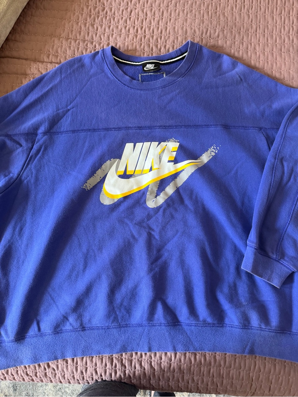 Nike Purple Crewneck Sweatshirt with White and Yellow Logo